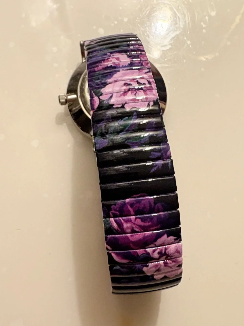 Isaac Mizrahi Floral Purple and Pink Expansion Band Watch It Needs a New Battery